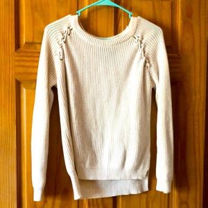 White sweater with shoulder ties